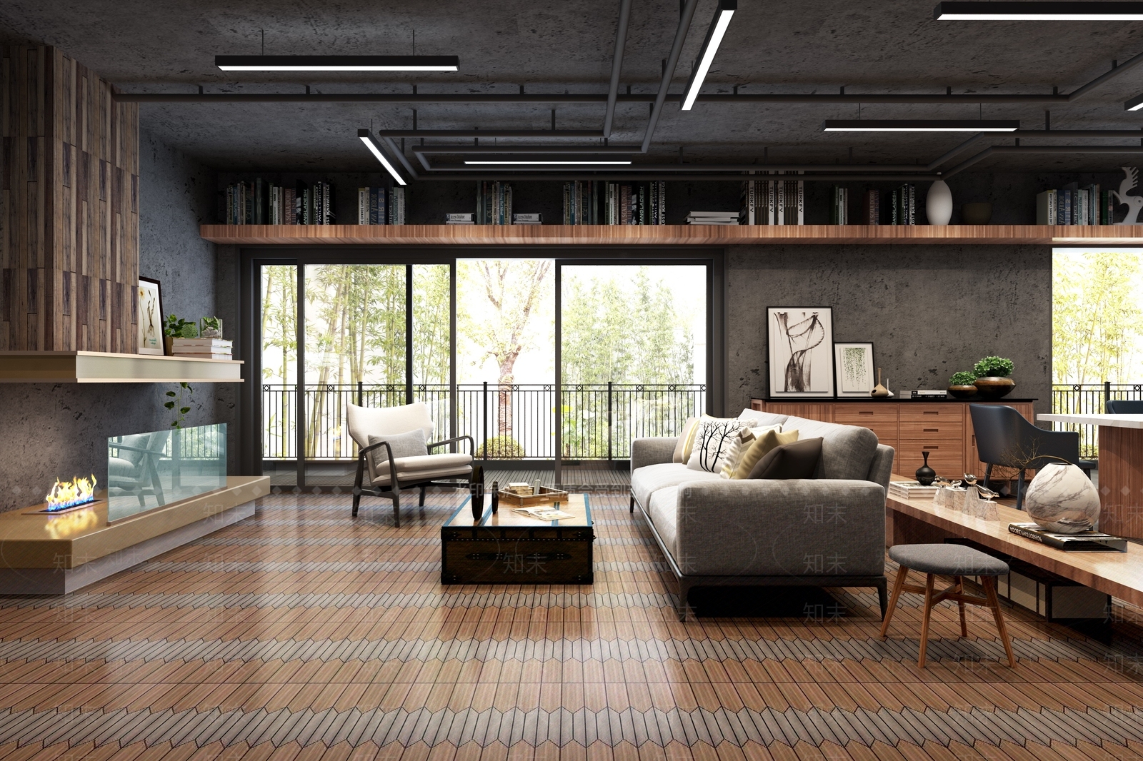 工业风客厅3D模型下载【ID:978935775】