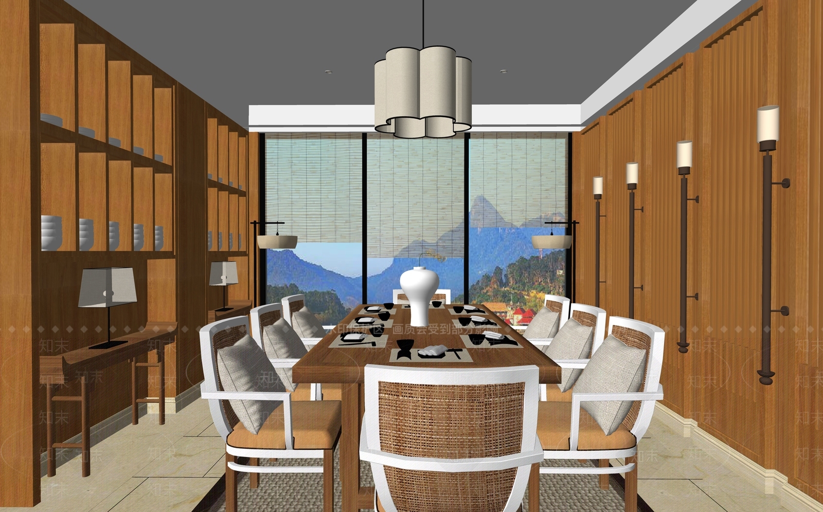 中式茶室SU模型下载【ID:978938391】