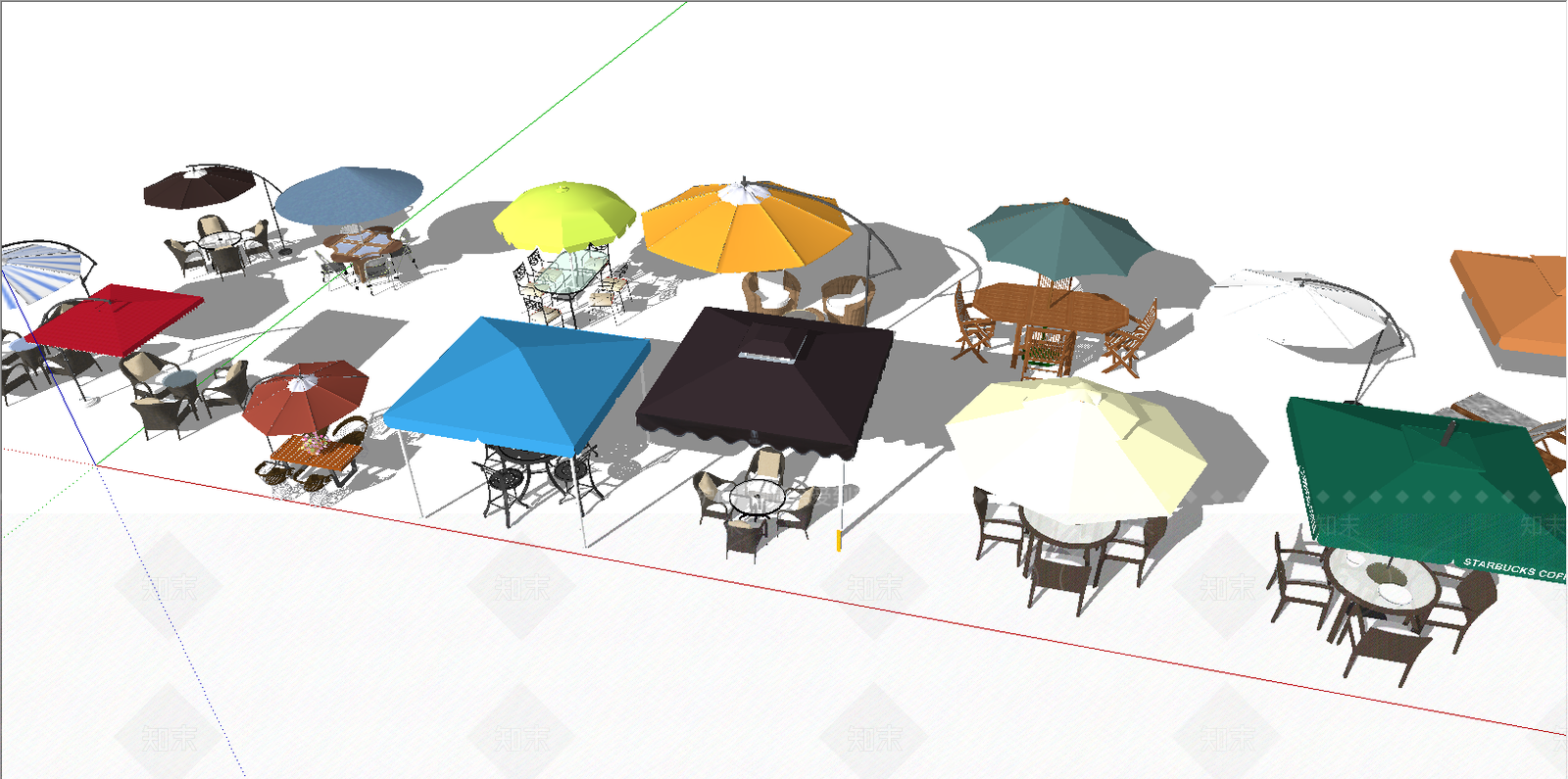 现代遮阳伞SU模型下载【ID:578939800】