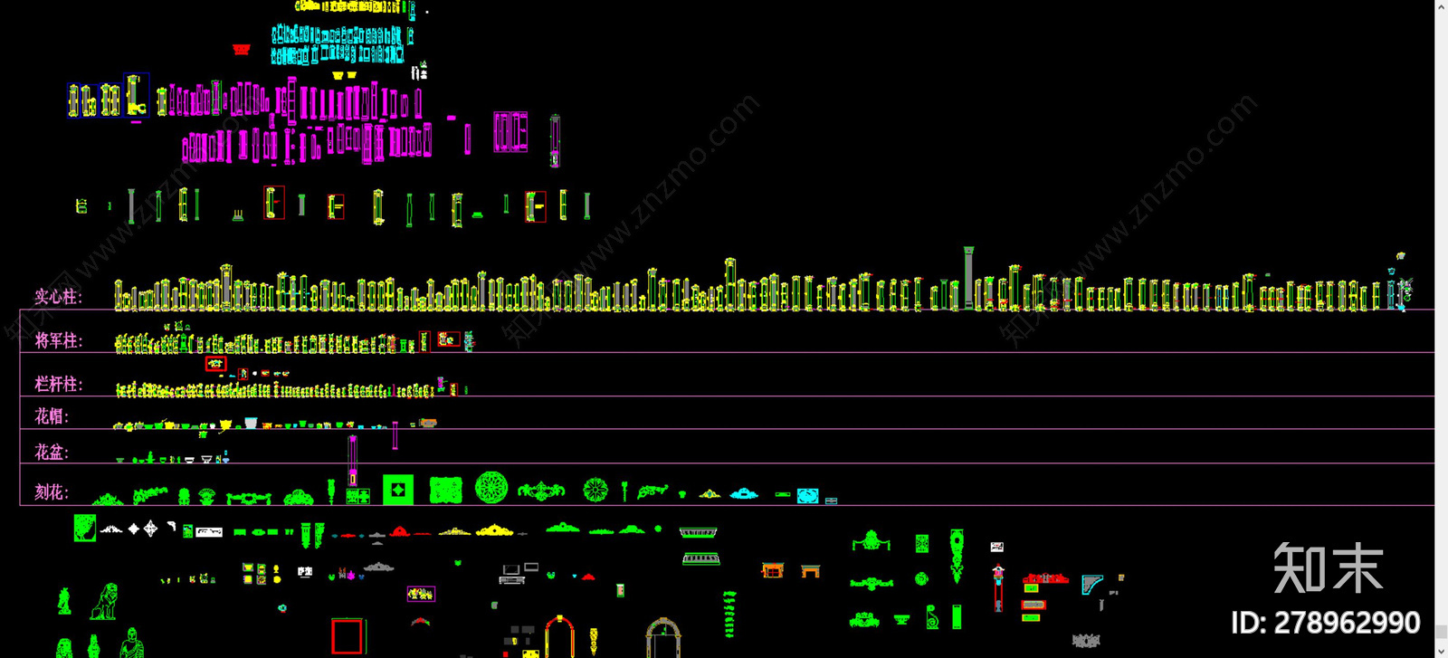 欧式柱类大全施工图下载【ID:278962990】