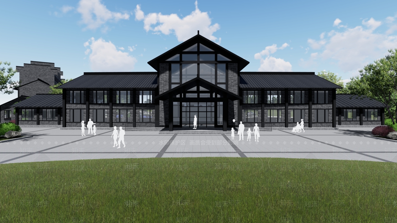 新中式商业建筑SU模型下载【ID:578963776】