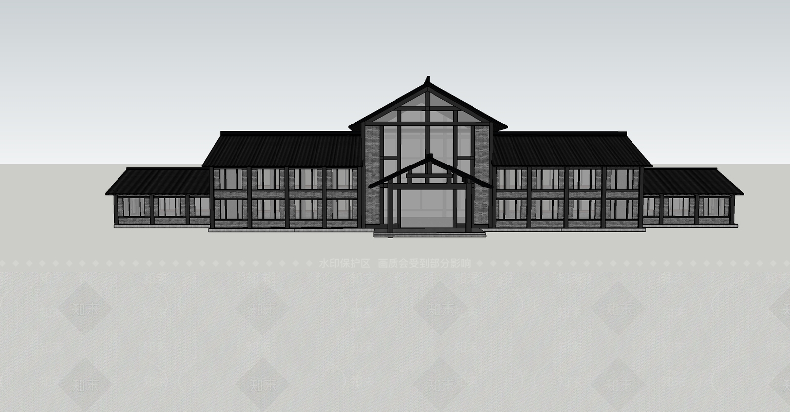新中式商业建筑SU模型下载【ID:578963776】