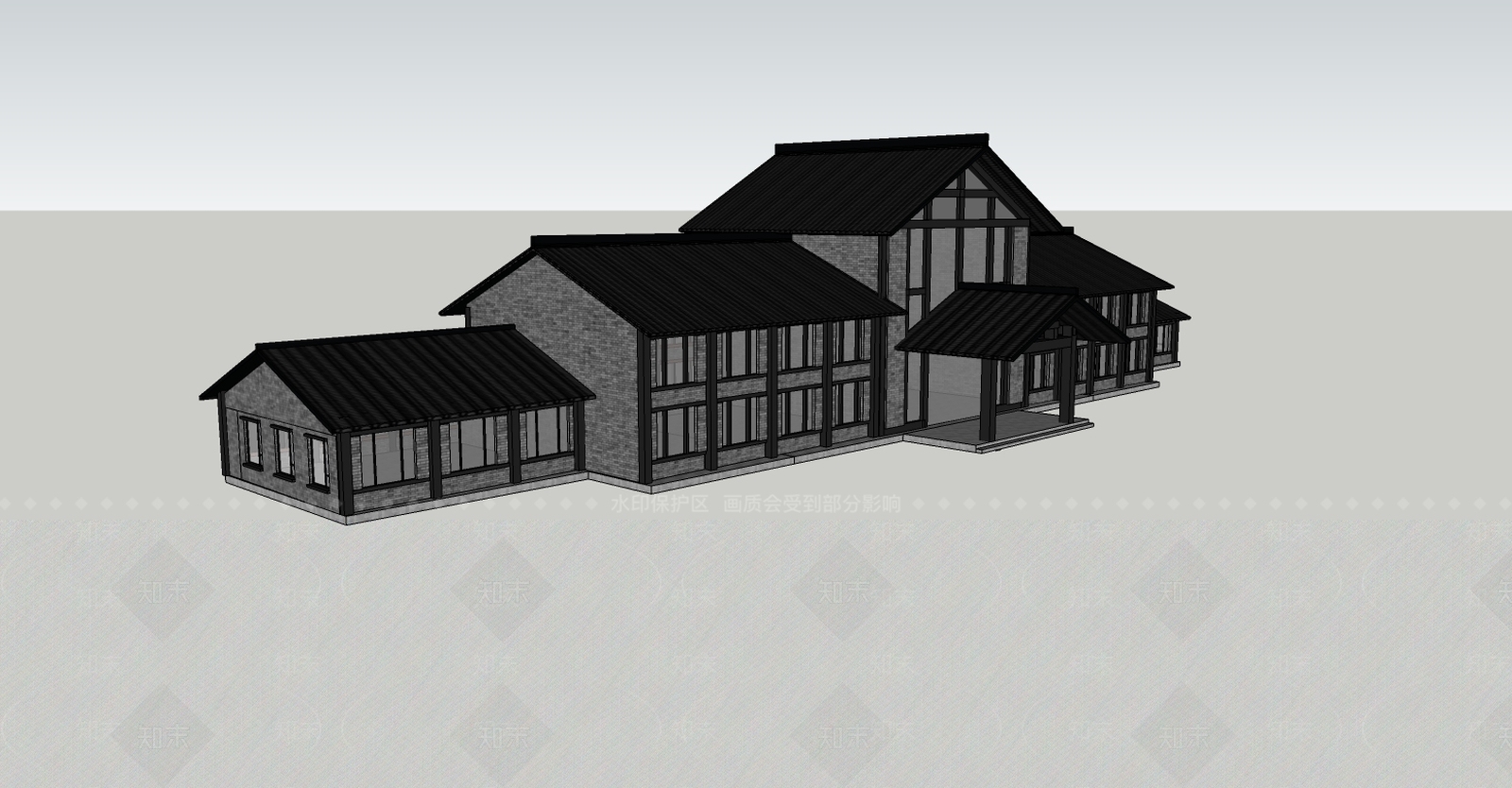 新中式商业建筑SU模型下载【ID:578963776】