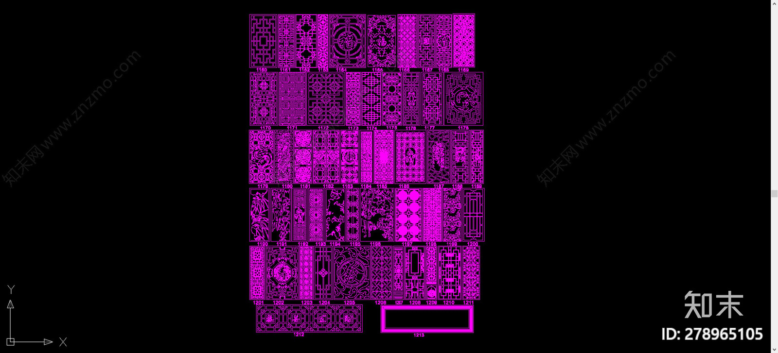 中式屏风施工图下载【ID:278965105】
