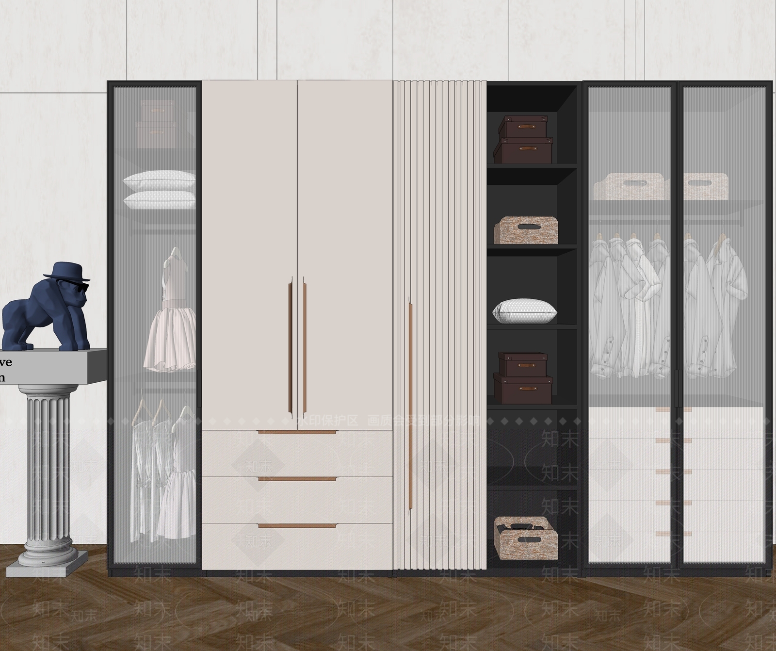 现代风格衣柜SU模型下载【ID:378986096】