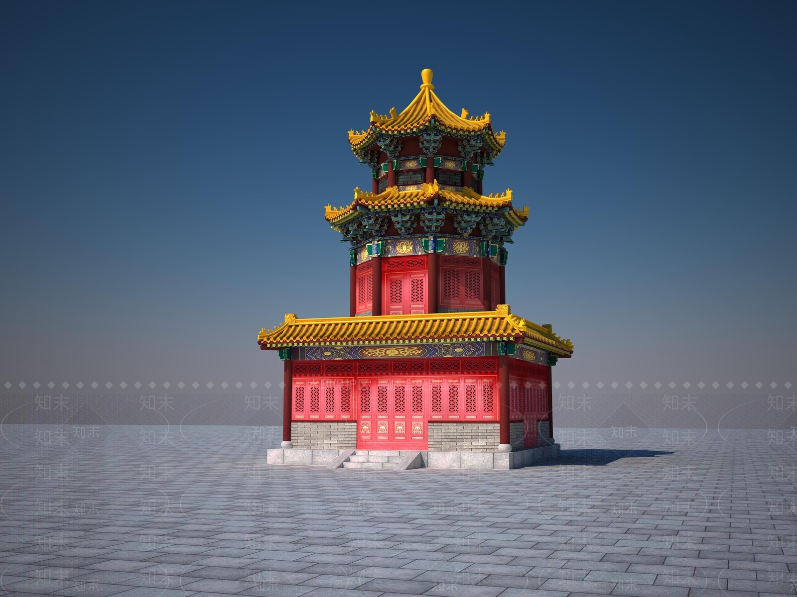 中式古建筑外观3D模型下载【ID:878988490】