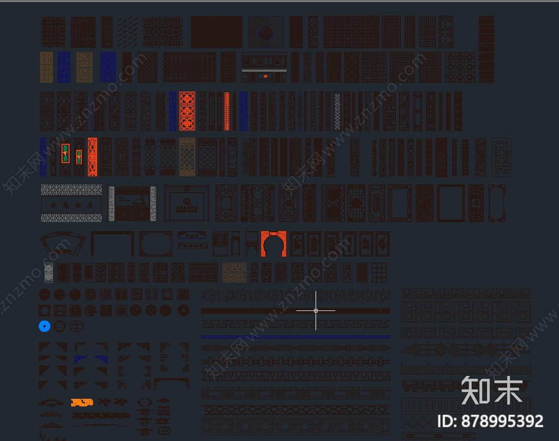 中式门窗cad施工图下载【ID:878995392】