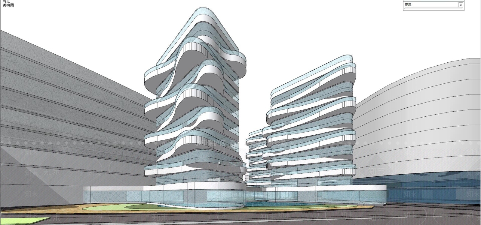 现代商业建筑SU模型下载【ID:179007165】