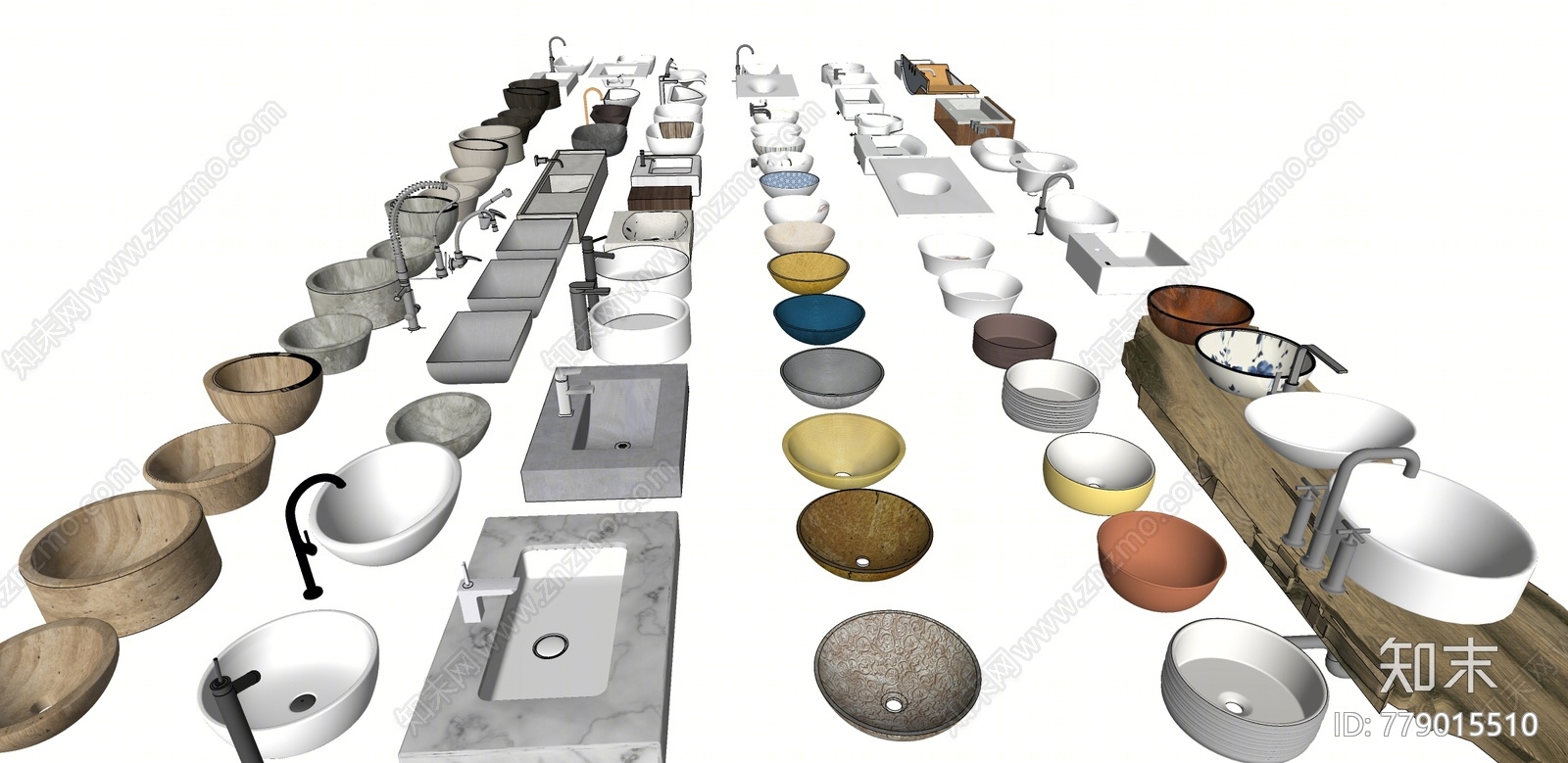 现代洗面盆SU模型下载【ID:779015510】