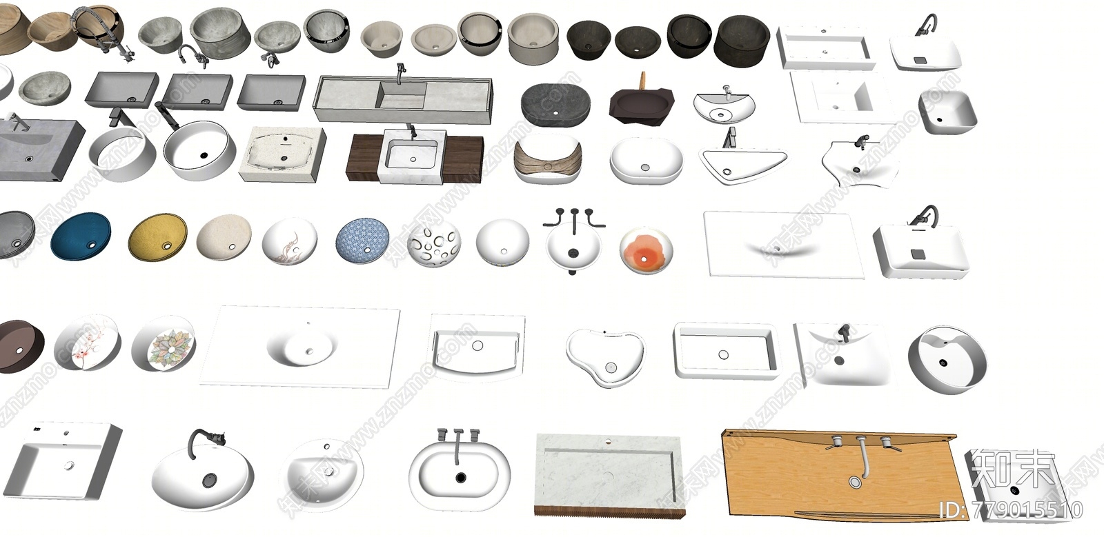 现代洗面盆SU模型下载【ID:779015510】
