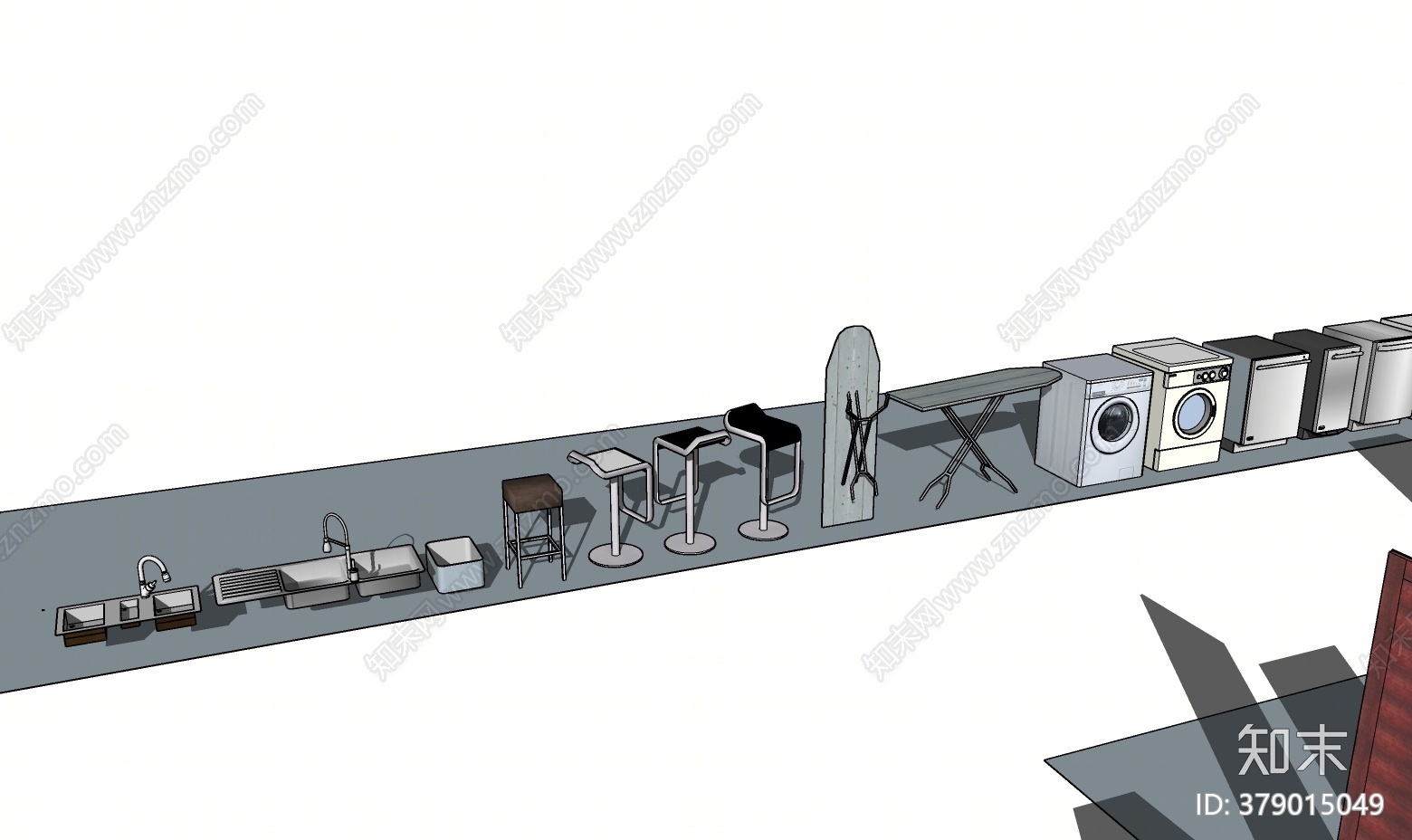 现代厨房用品组合SU模型下载【ID:379015049】