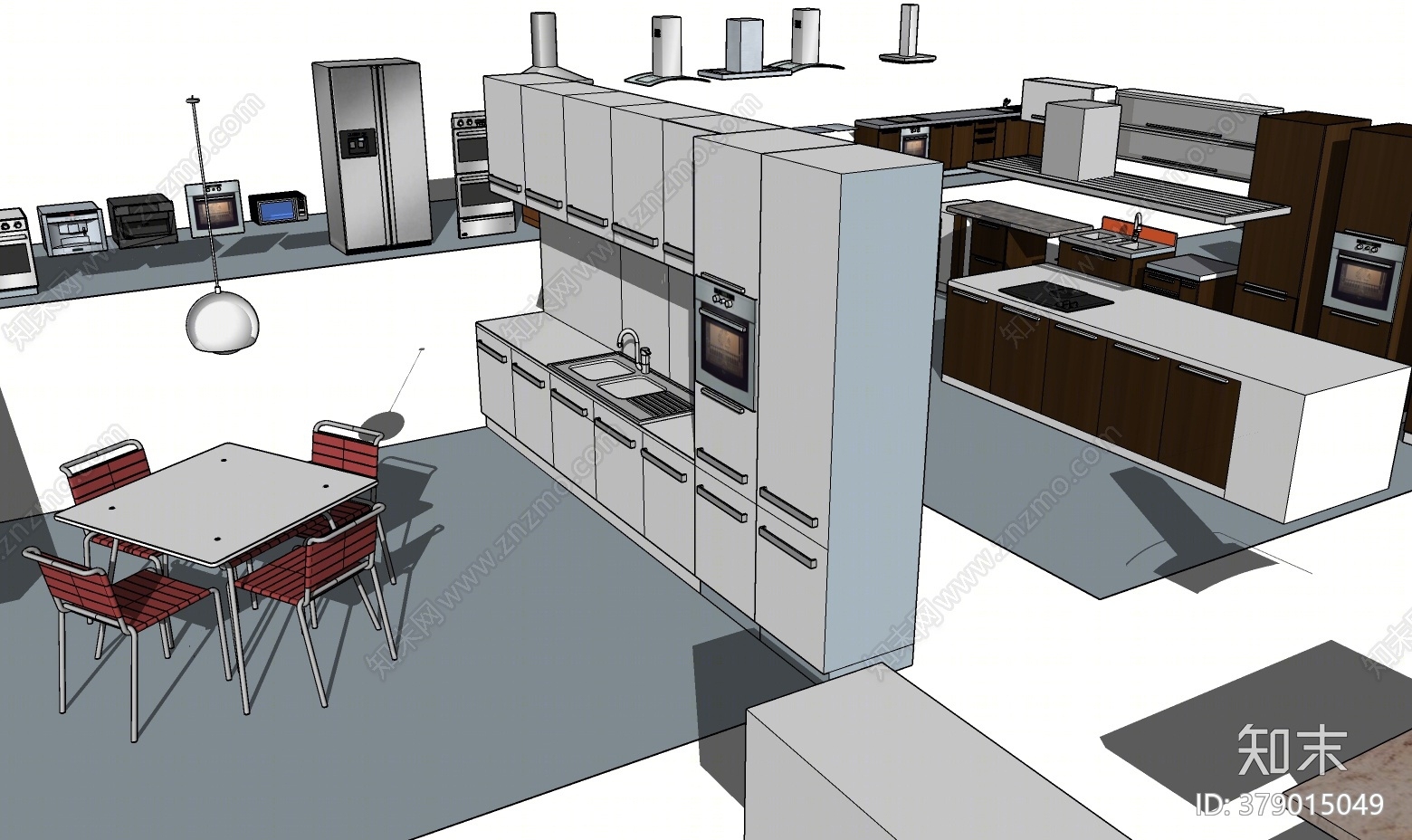 现代厨房用品组合SU模型下载【ID:379015049】