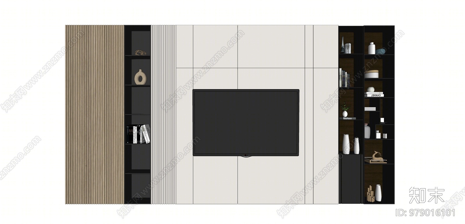 现代电视墙SU模型下载【ID:979016101】