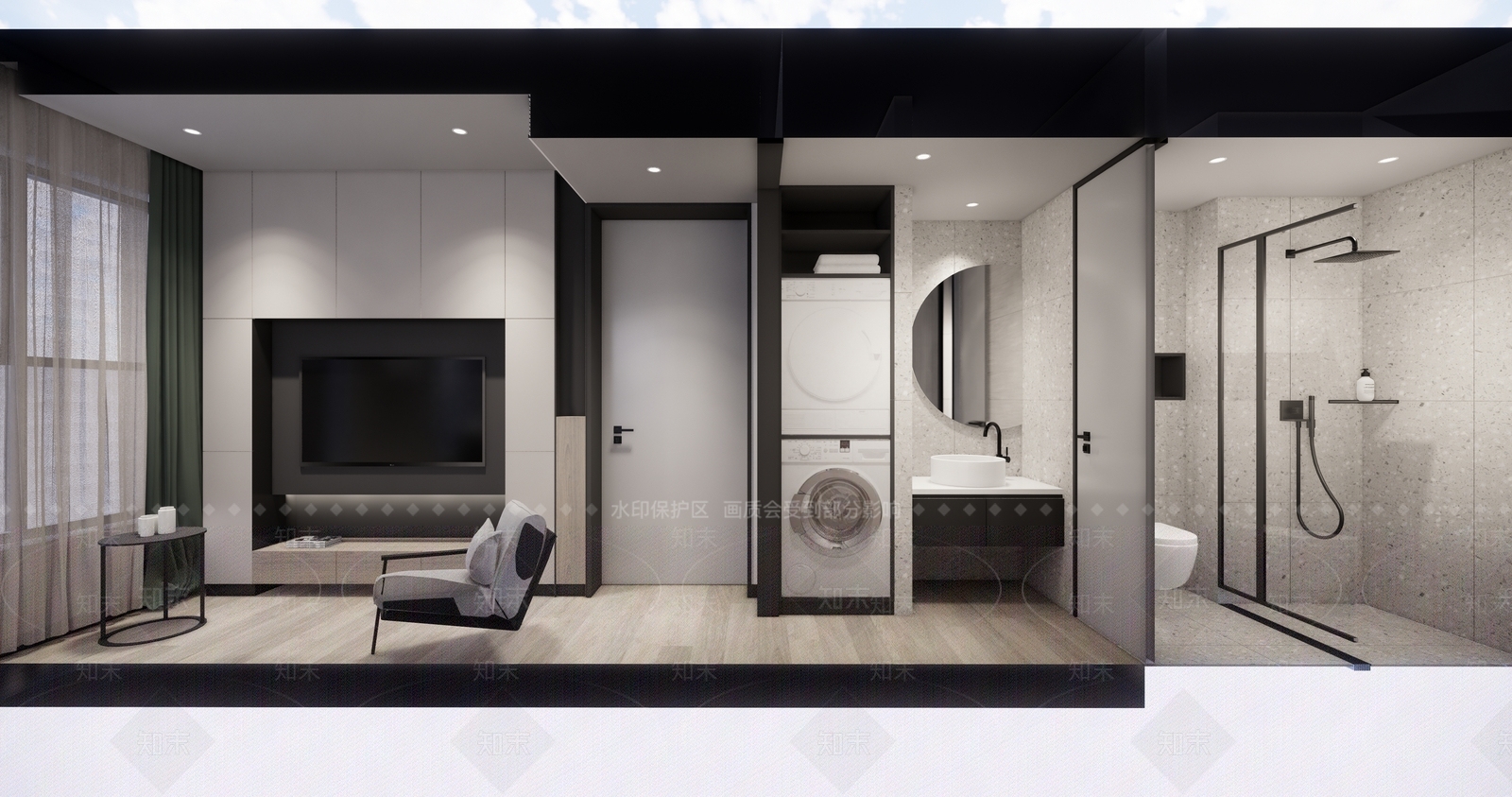 现代家居客厅SU模型下载【ID:979034800】