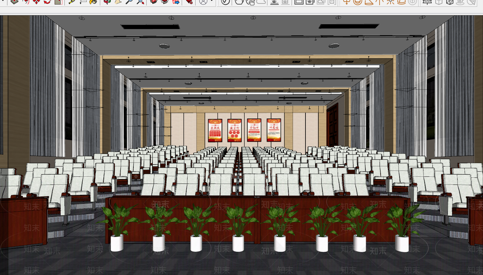 现代会议室SU模型下载【ID:379035404】
