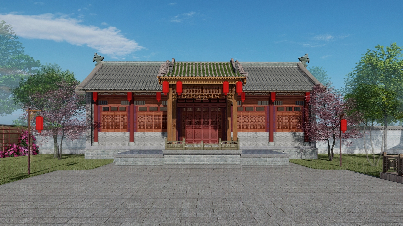 中式商业建筑SU模型下载【ID:179037149】