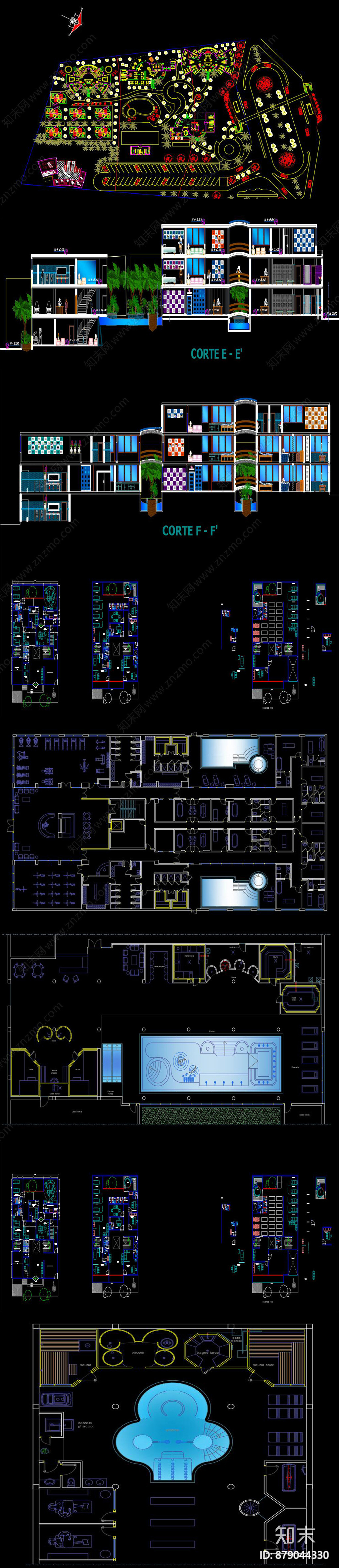 SPA会所CAD图库施工图下载【ID:879044330】