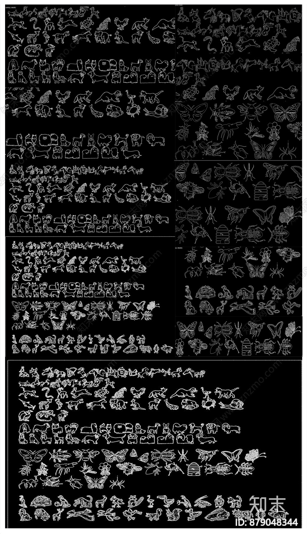 手绘动物CAD图库施工图下载【ID:879048344】