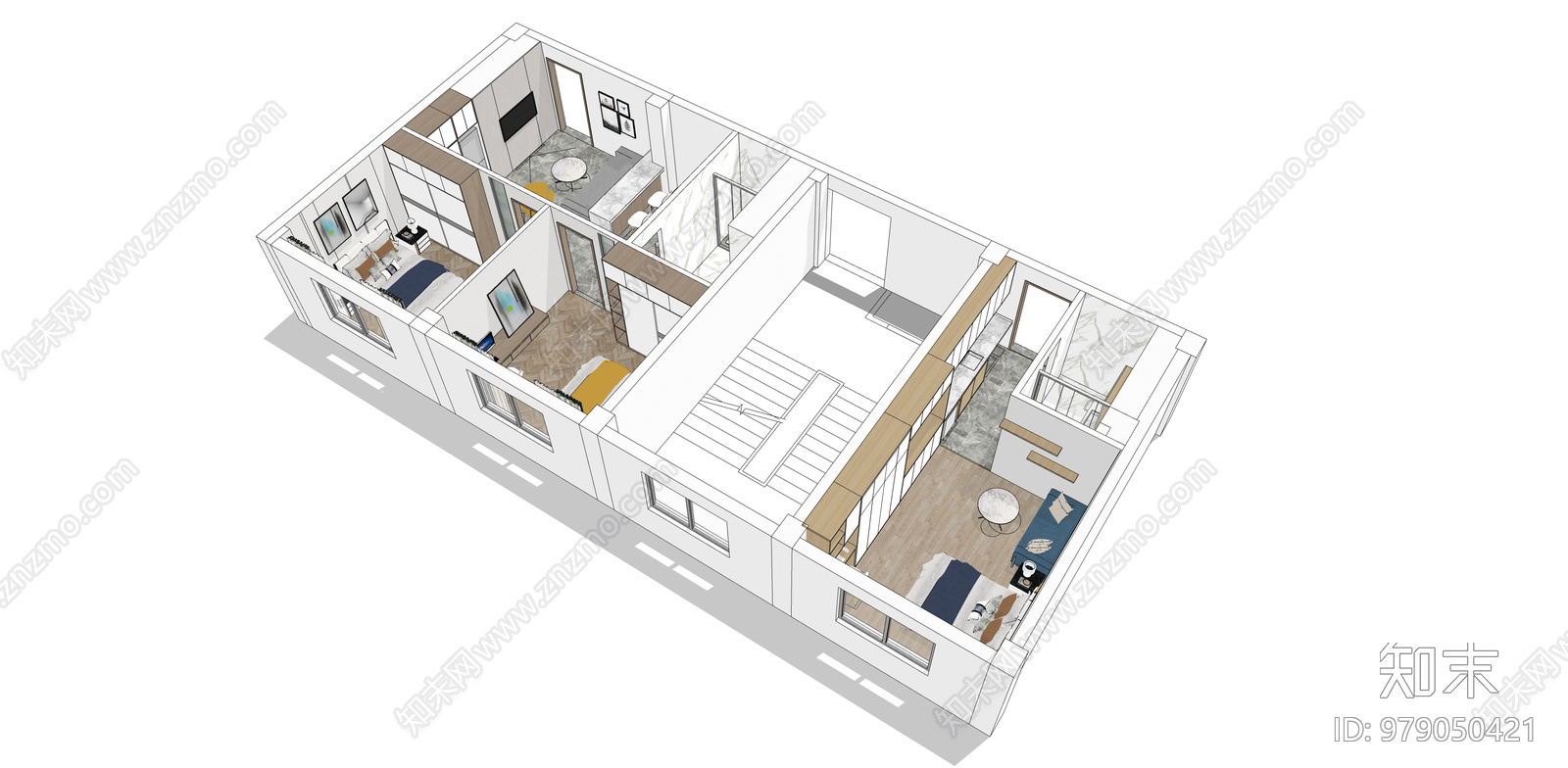 小户型住宅单身公寓cad施工图下载【ID:979050421】