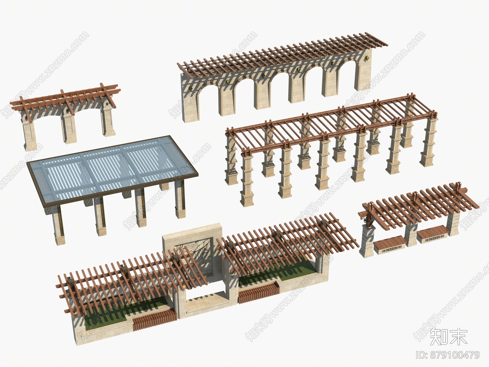 简欧廊架3D模型下载【ID:879100479】