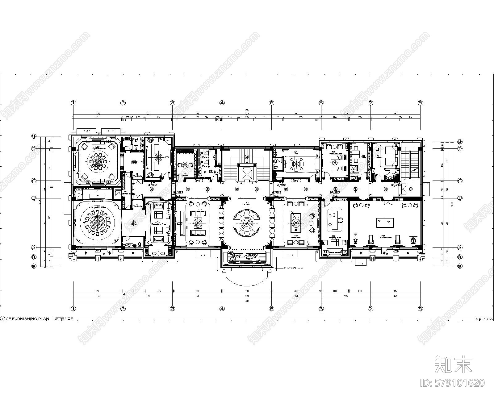 奢华新古典中式接待会所cad施工图下载【ID:579101620】