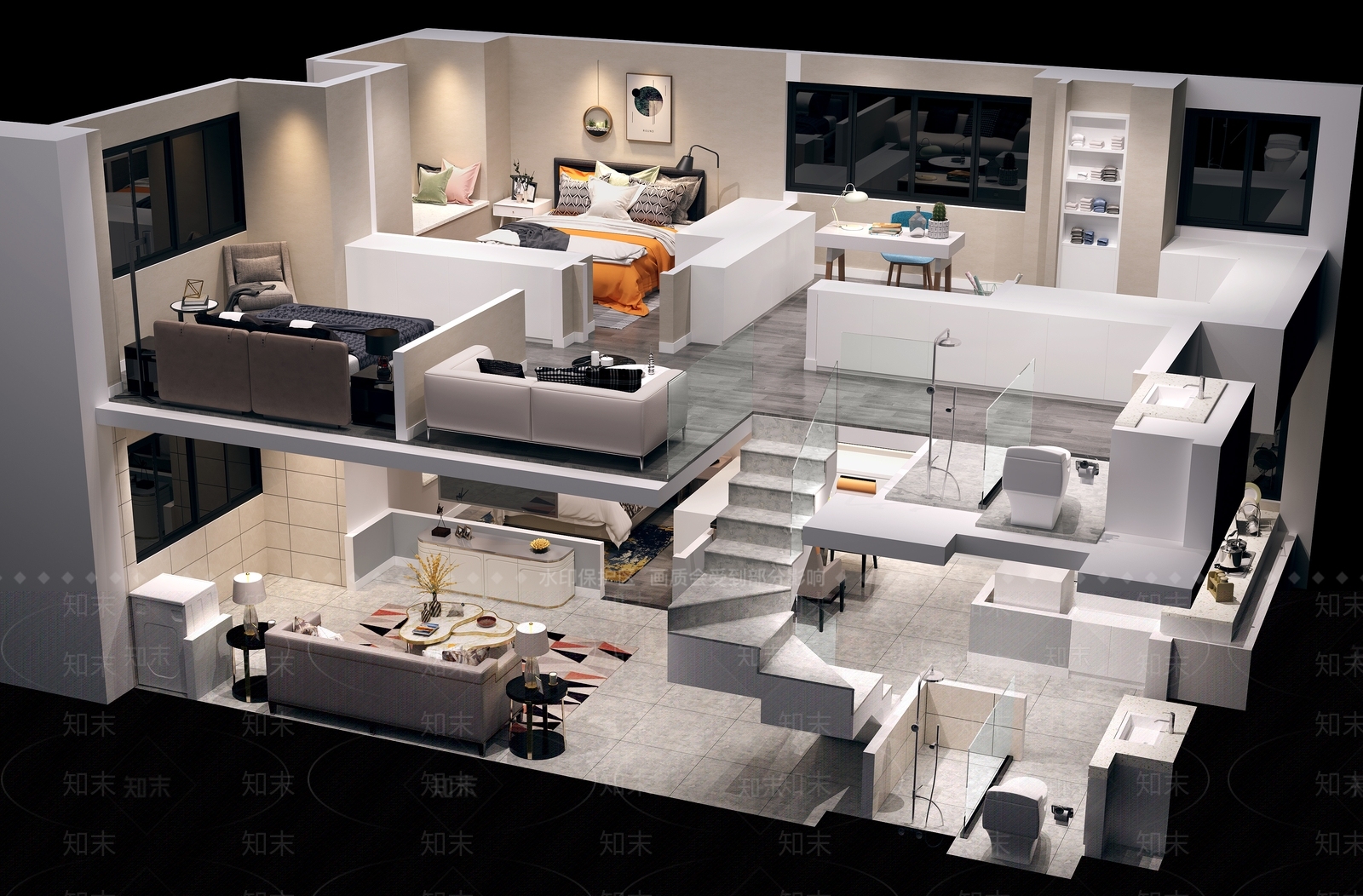 现代单身公寓3D模型下载【ID:779109896】