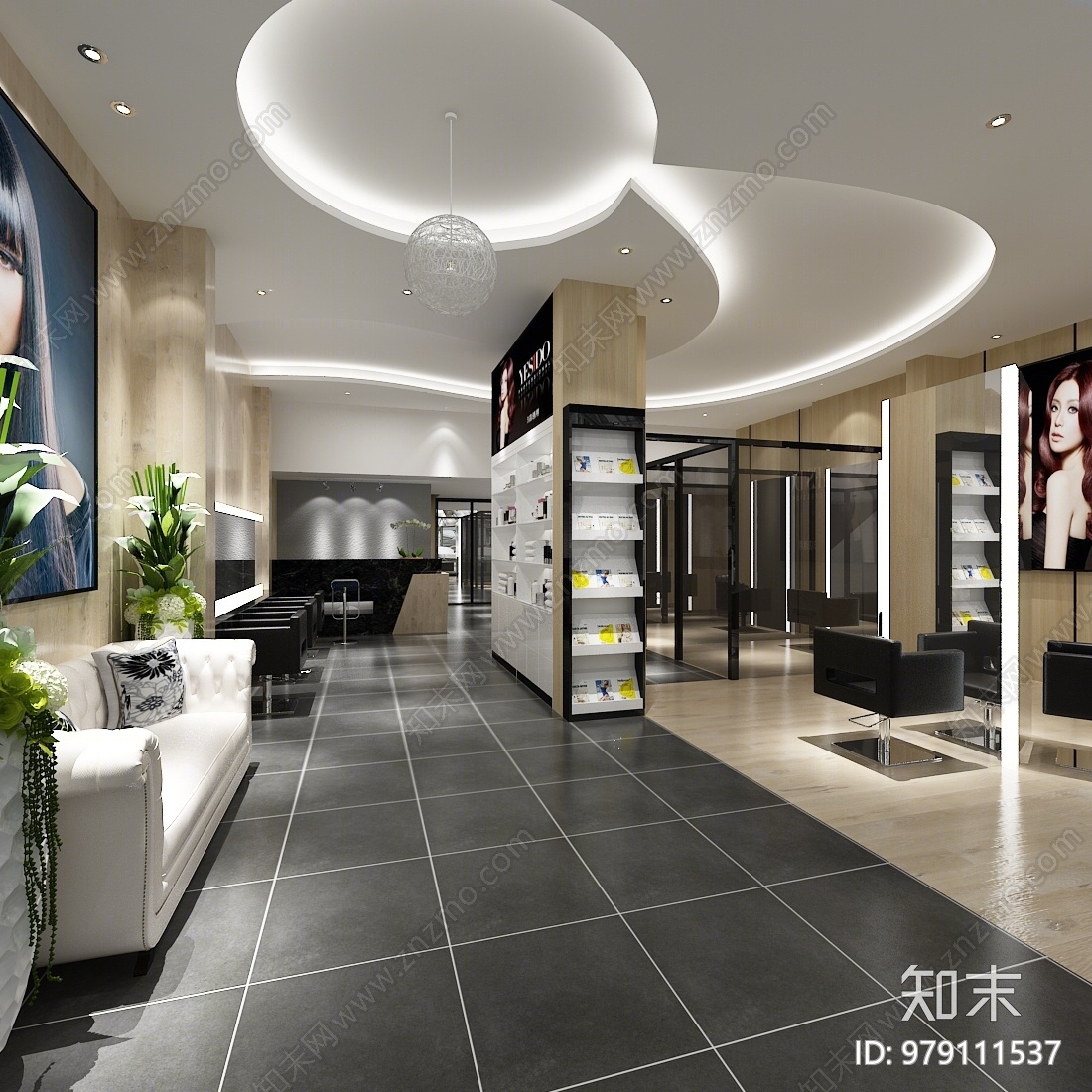 现代美发店3D模型下载【ID:979111537】