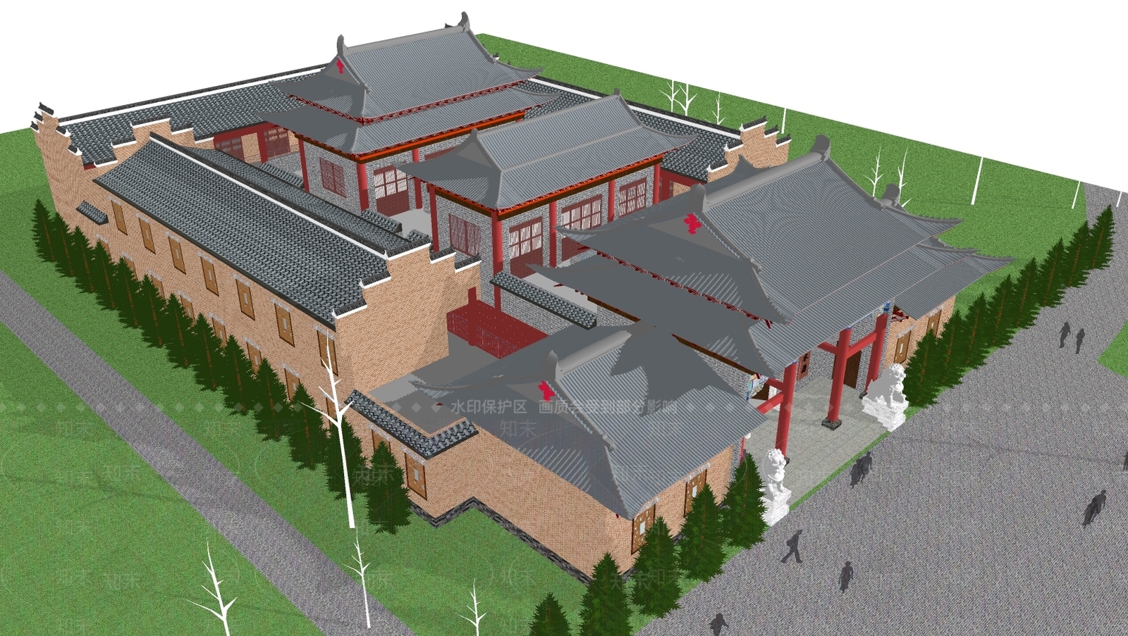 中式四合院SU模型下载【ID:379129218】