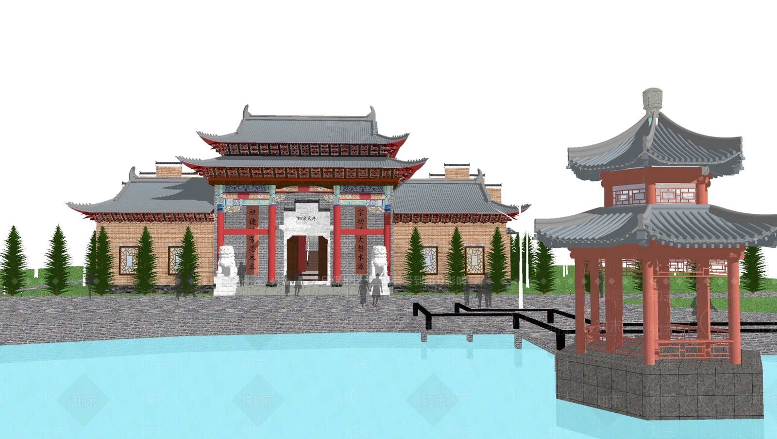 中式四合院SU模型下载【ID:379129218】
