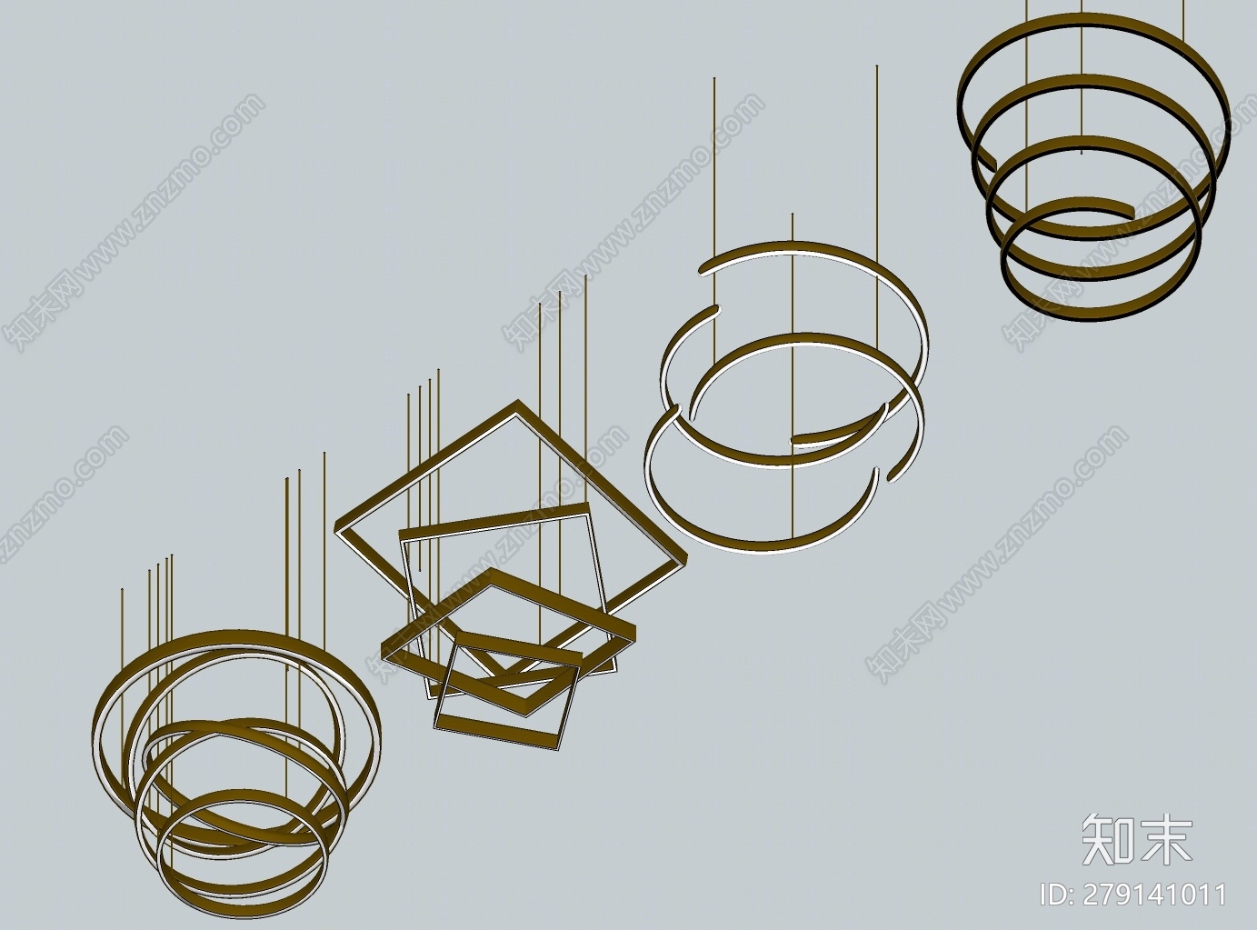 现代吊灯SU模型下载【ID:279141011】