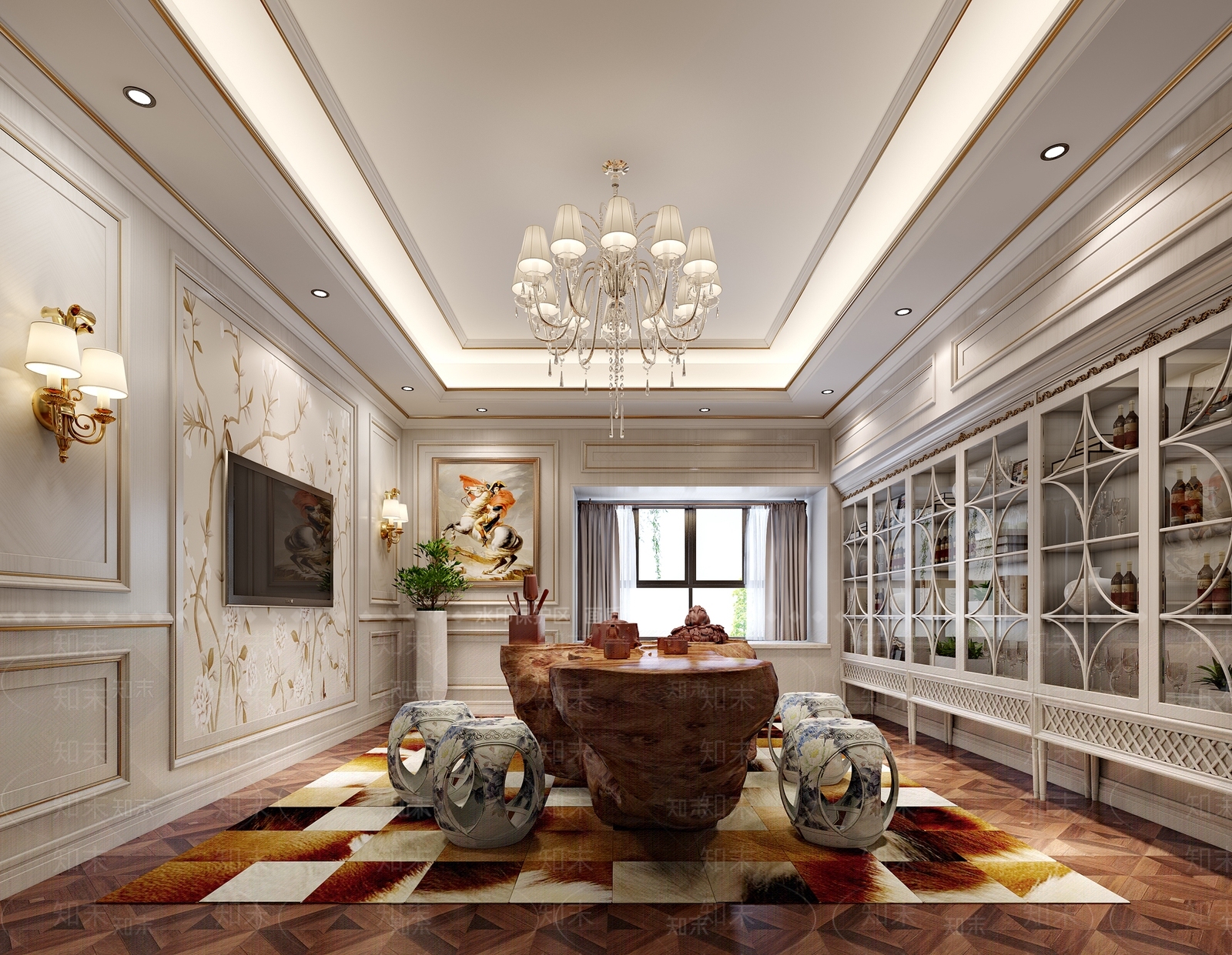 简欧茶室3D模型下载【ID:179150917】