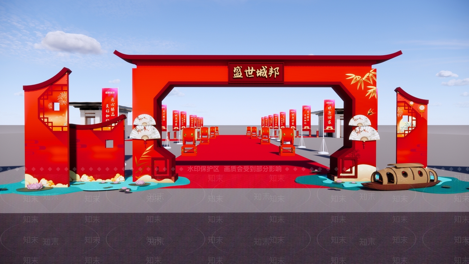 新中式展厅SU模型下载【ID:879167382】