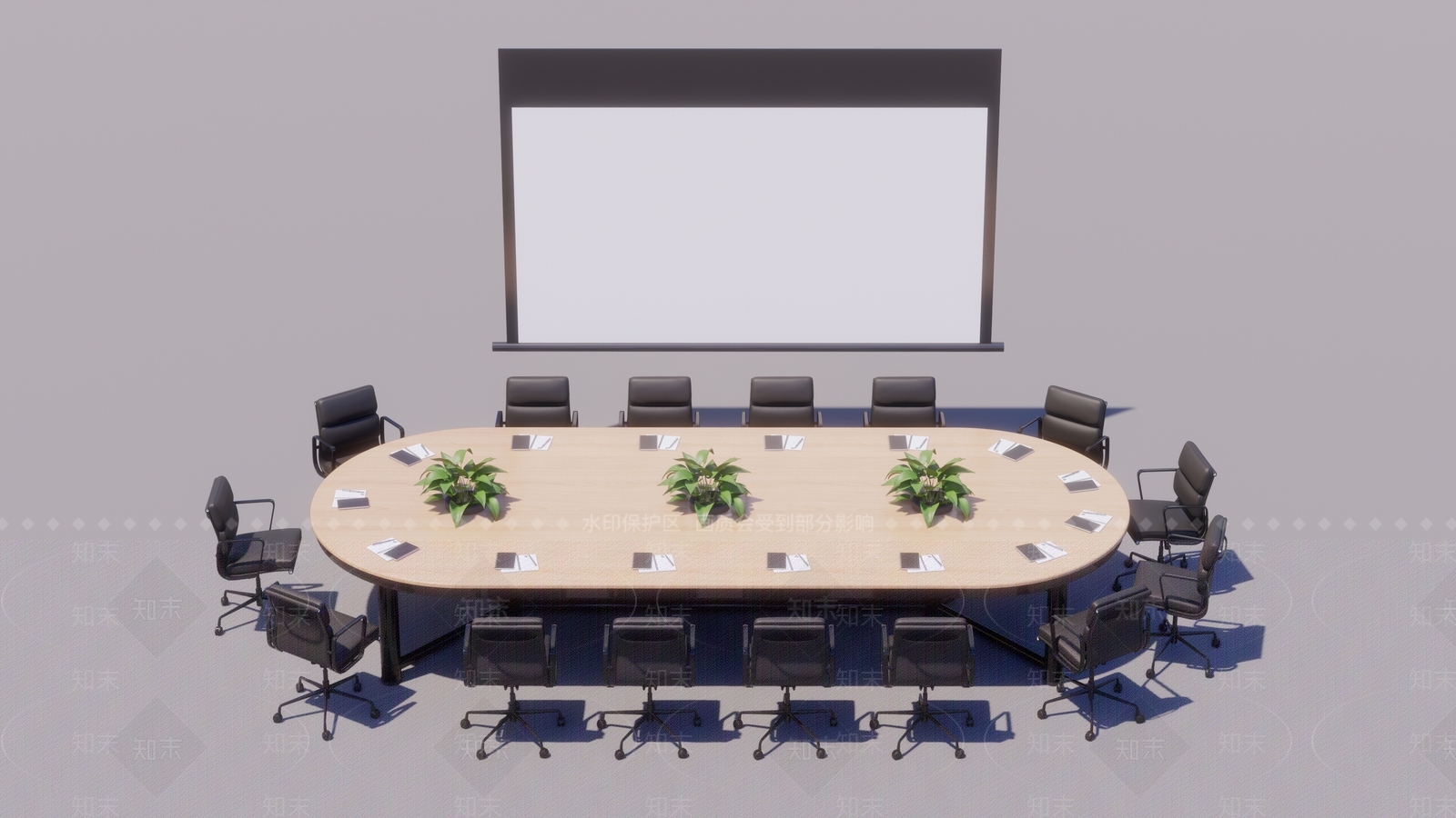 现代弧形会议桌SU模型下载【ID:779172176】