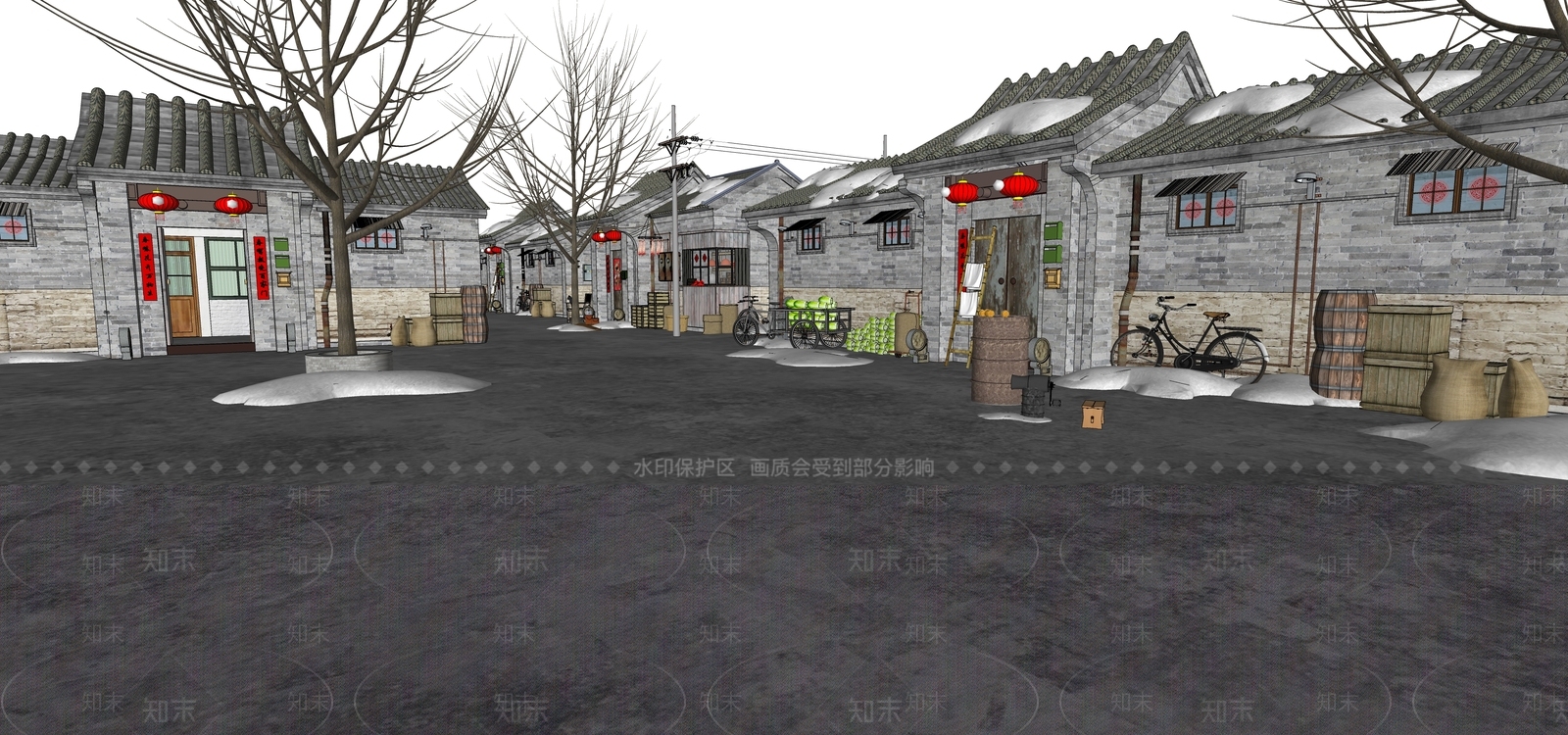 中式住宅建筑SU模型下载【ID:379217252】