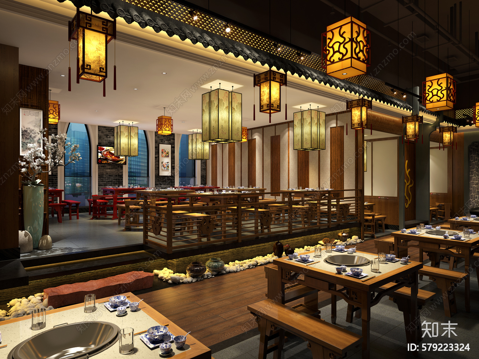 新中式火锅店施工图下载【ID:579223324】