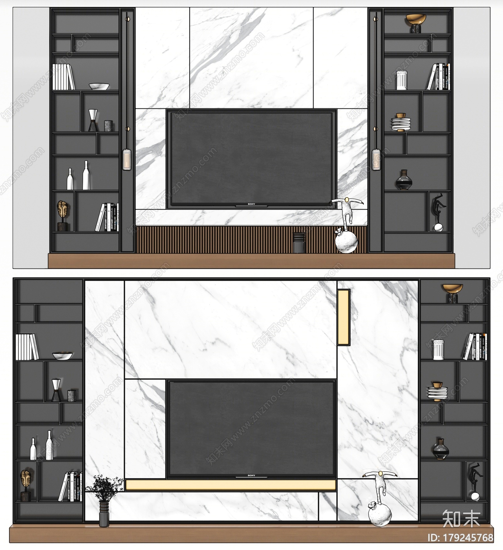 现代电视墙SU模型下载【ID:179245768】