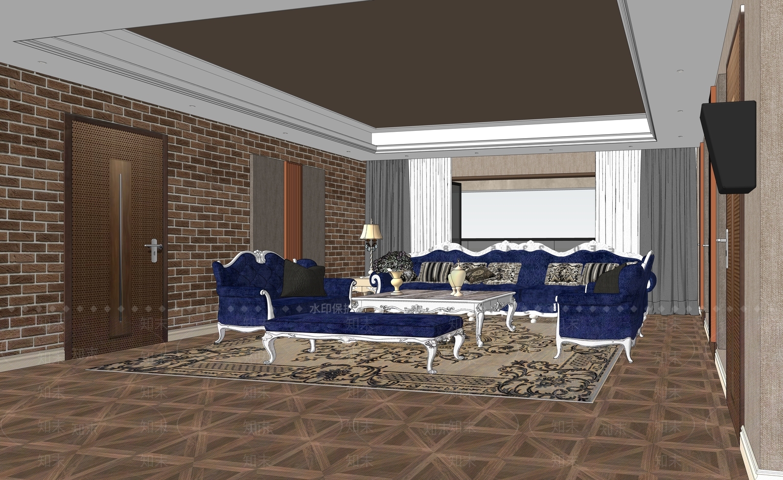 欧式休闲娱乐室SU模型下载【ID:579249990】