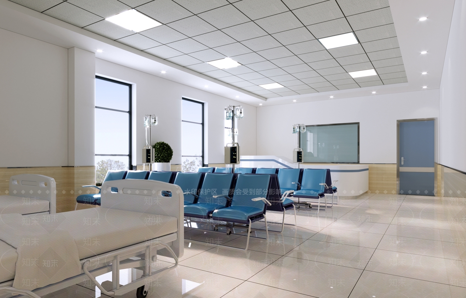 现代医院输液大厅3D模型下载【ID:979266604】