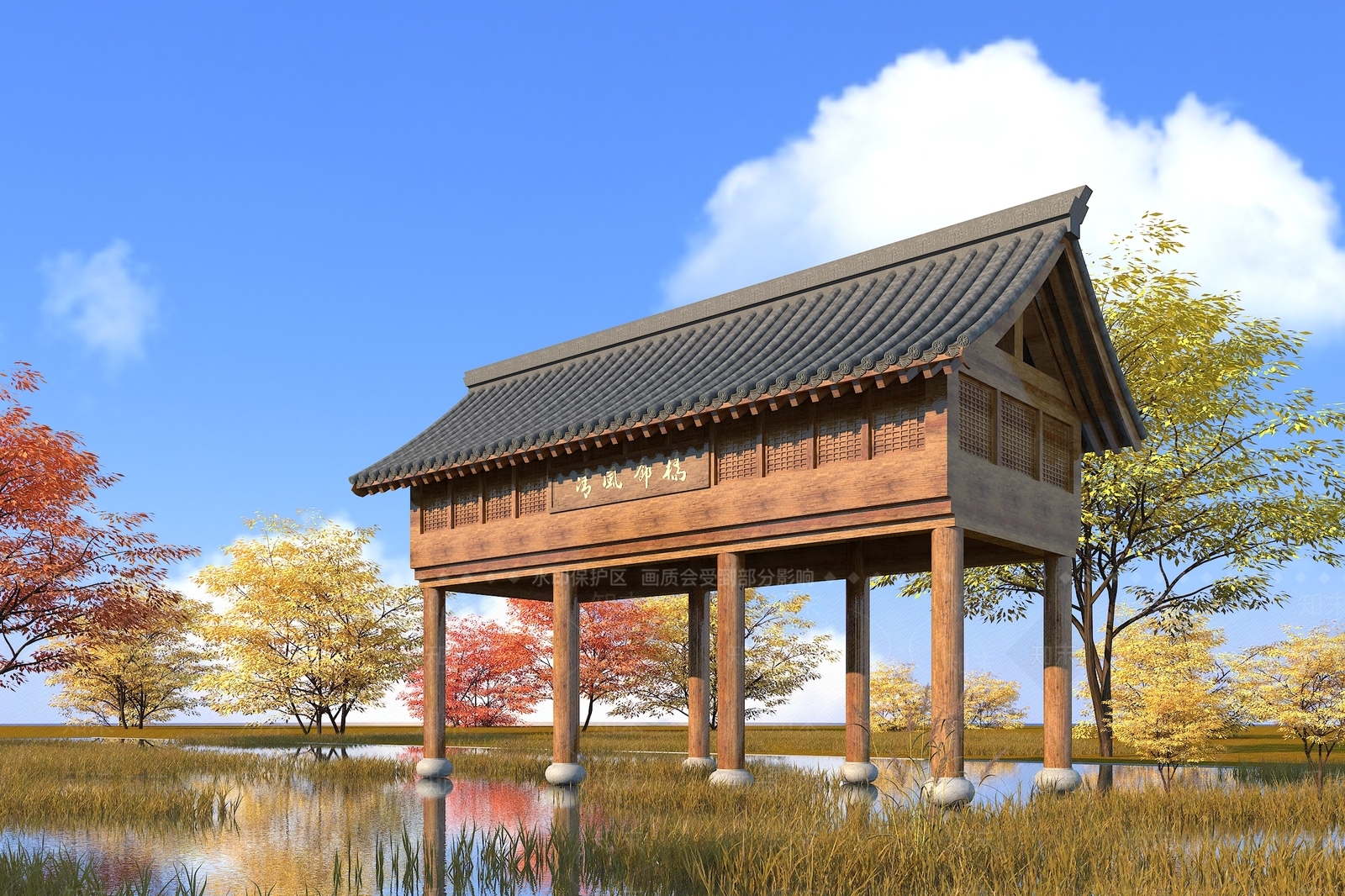 中式长廊3D模型下载【ID:279267823】