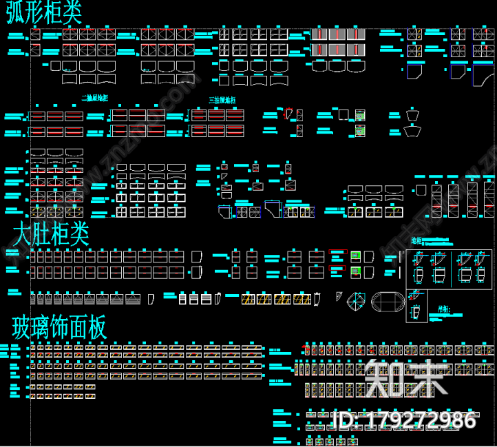 专业橱柜标准图块施工图下载【ID:179272986】