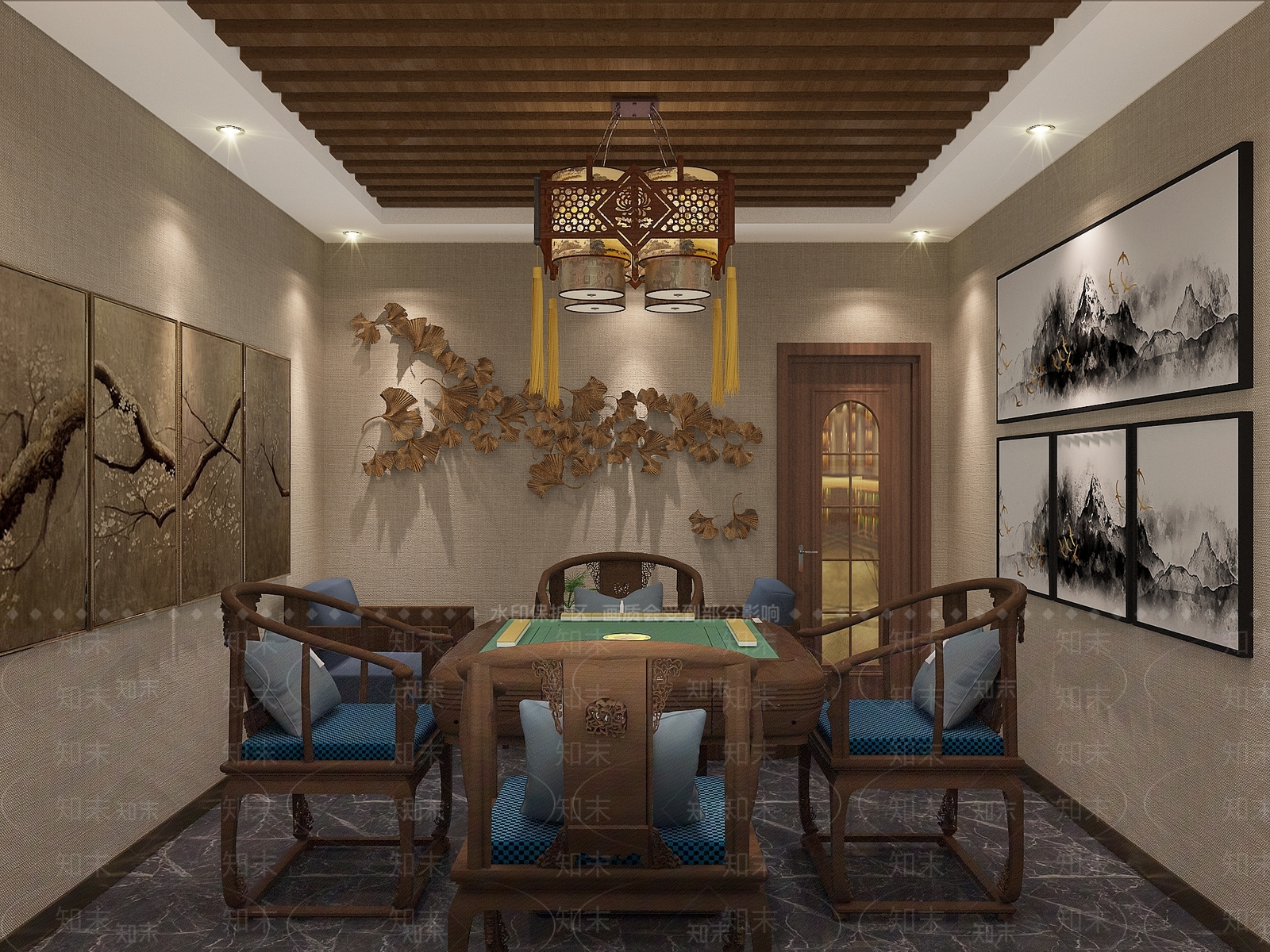 中式棋牌室3D模型下载【ID:979829968】