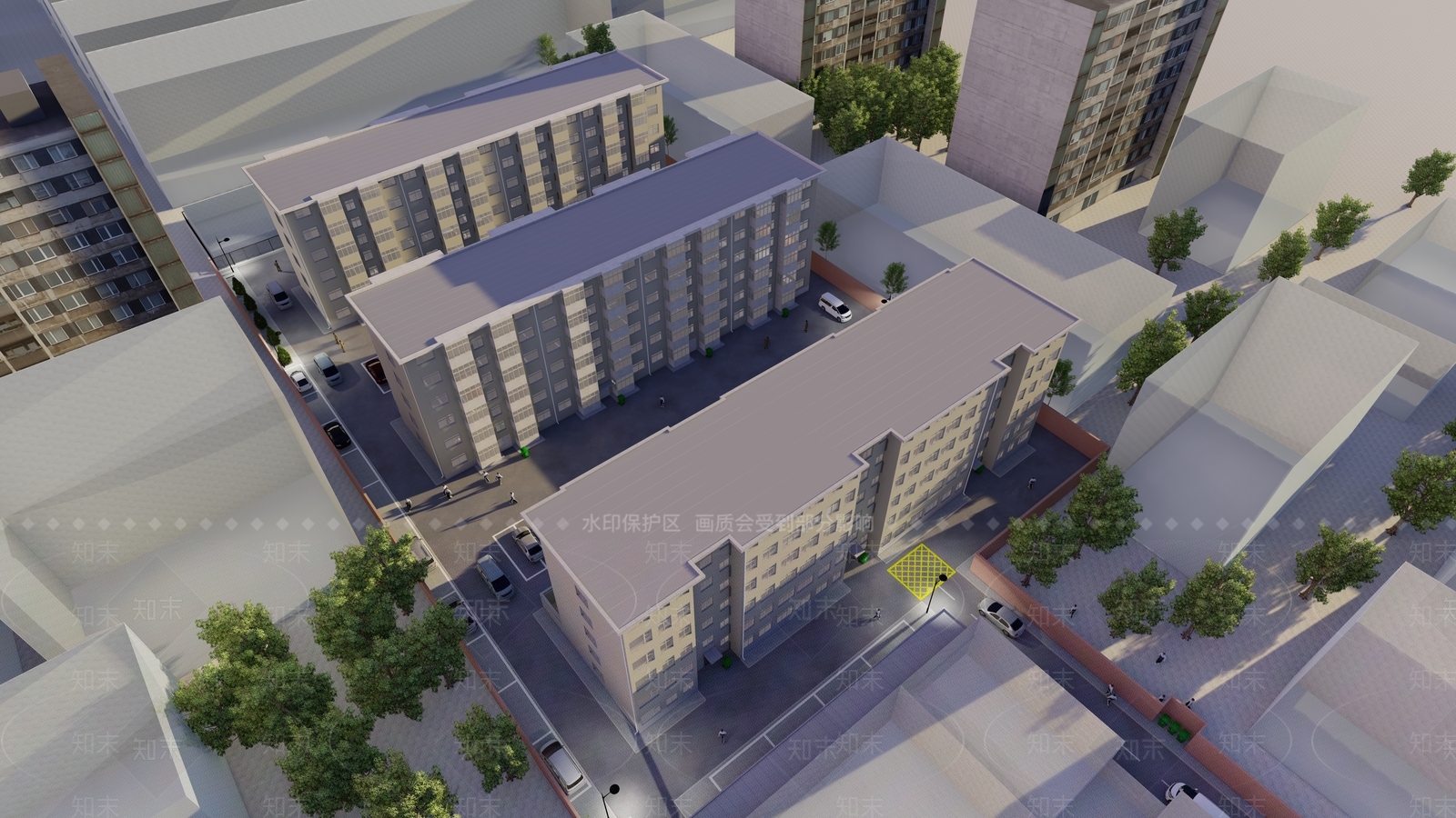 现代小区建筑SU模型下载【ID:879395773】