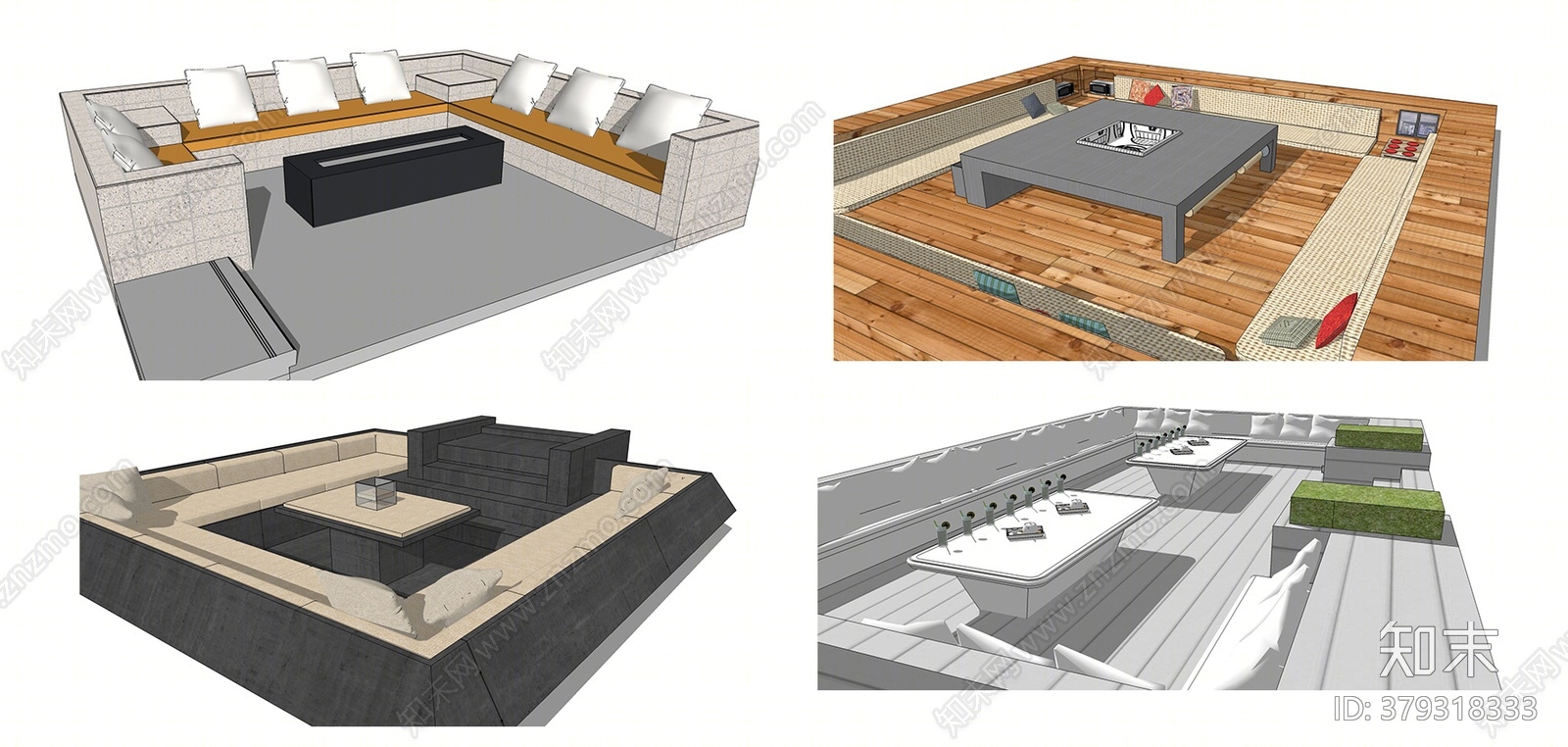 现代户外沙发SU模型下载【ID:379318333】