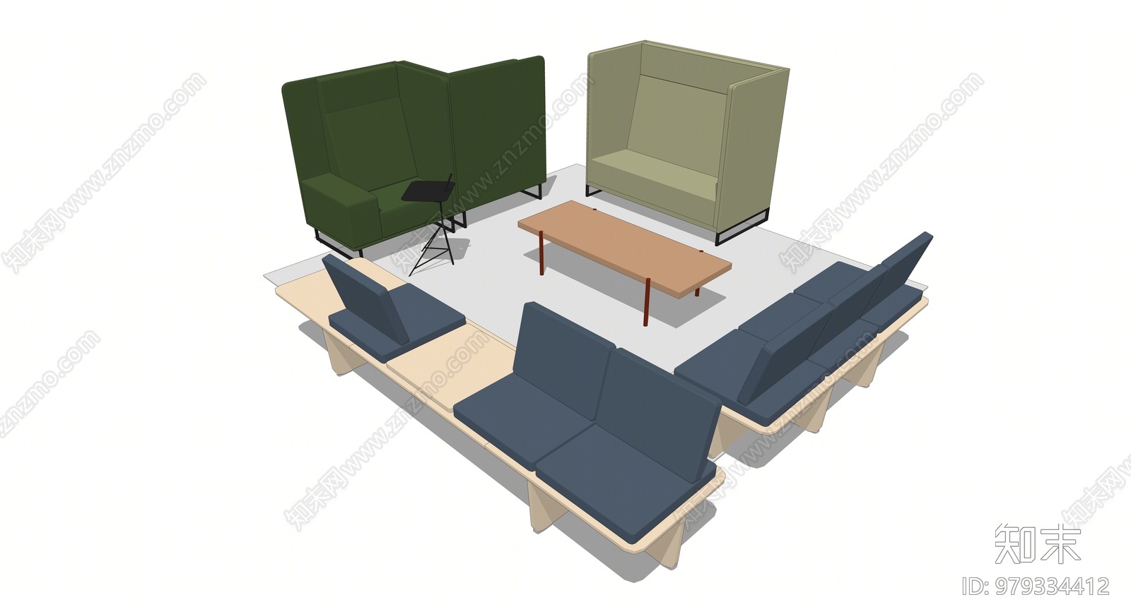 现代休闲椅SU模型下载【ID:979334412】