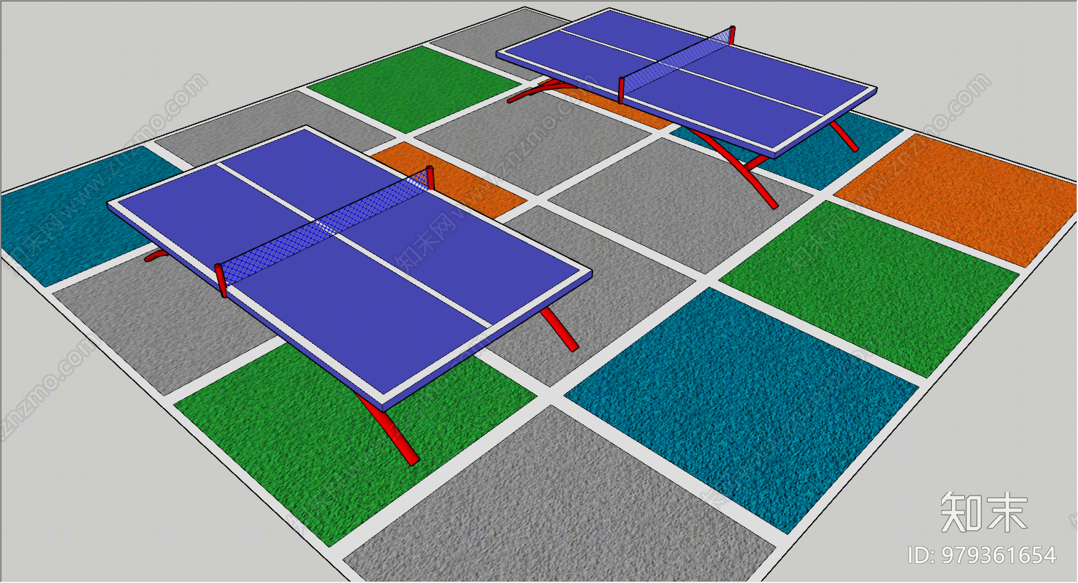 现代乒乓球馆SU模型下载【ID:979361654】