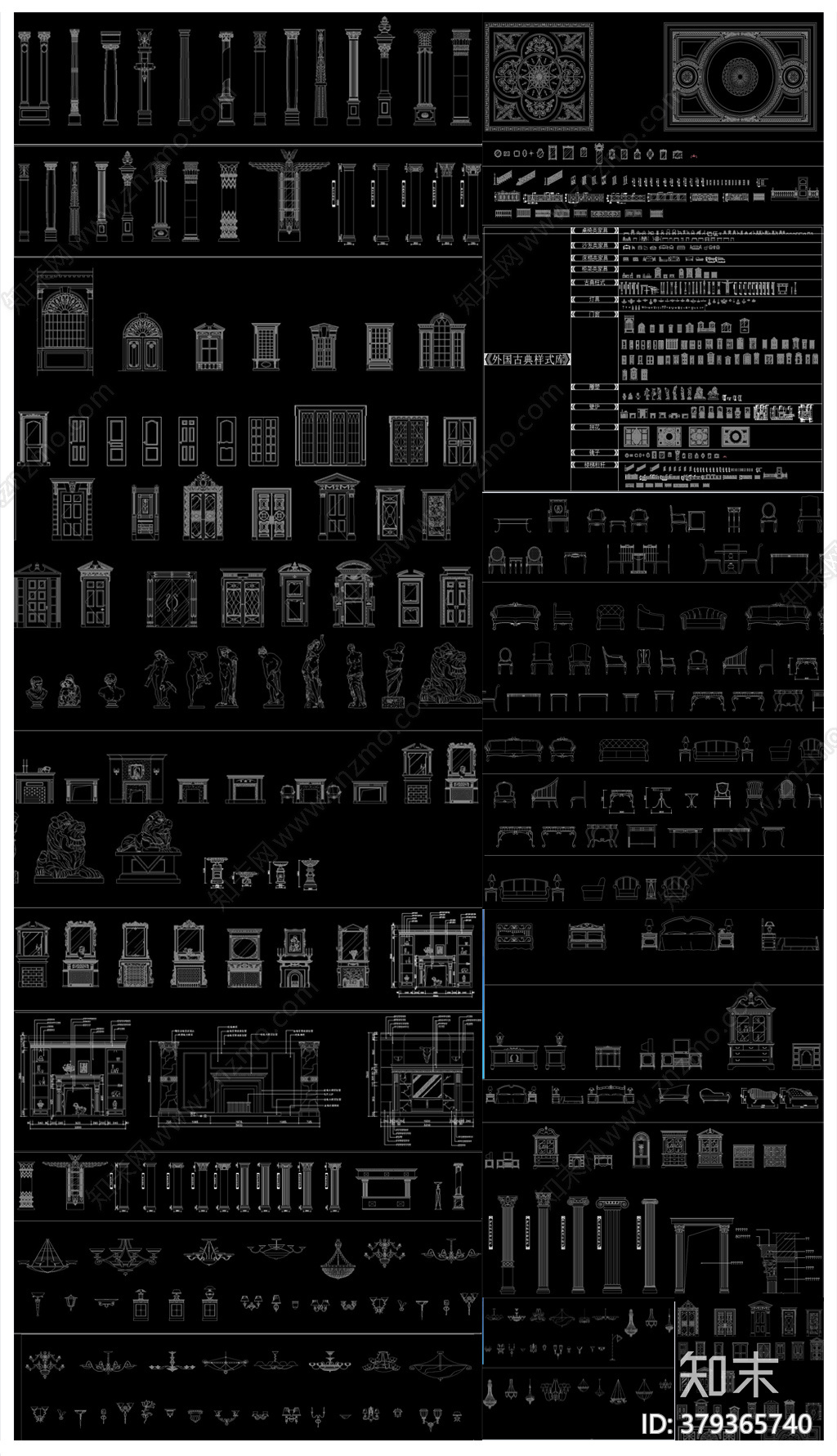 国外古典家具CAD图纸cad施工图下载【ID:379365740】