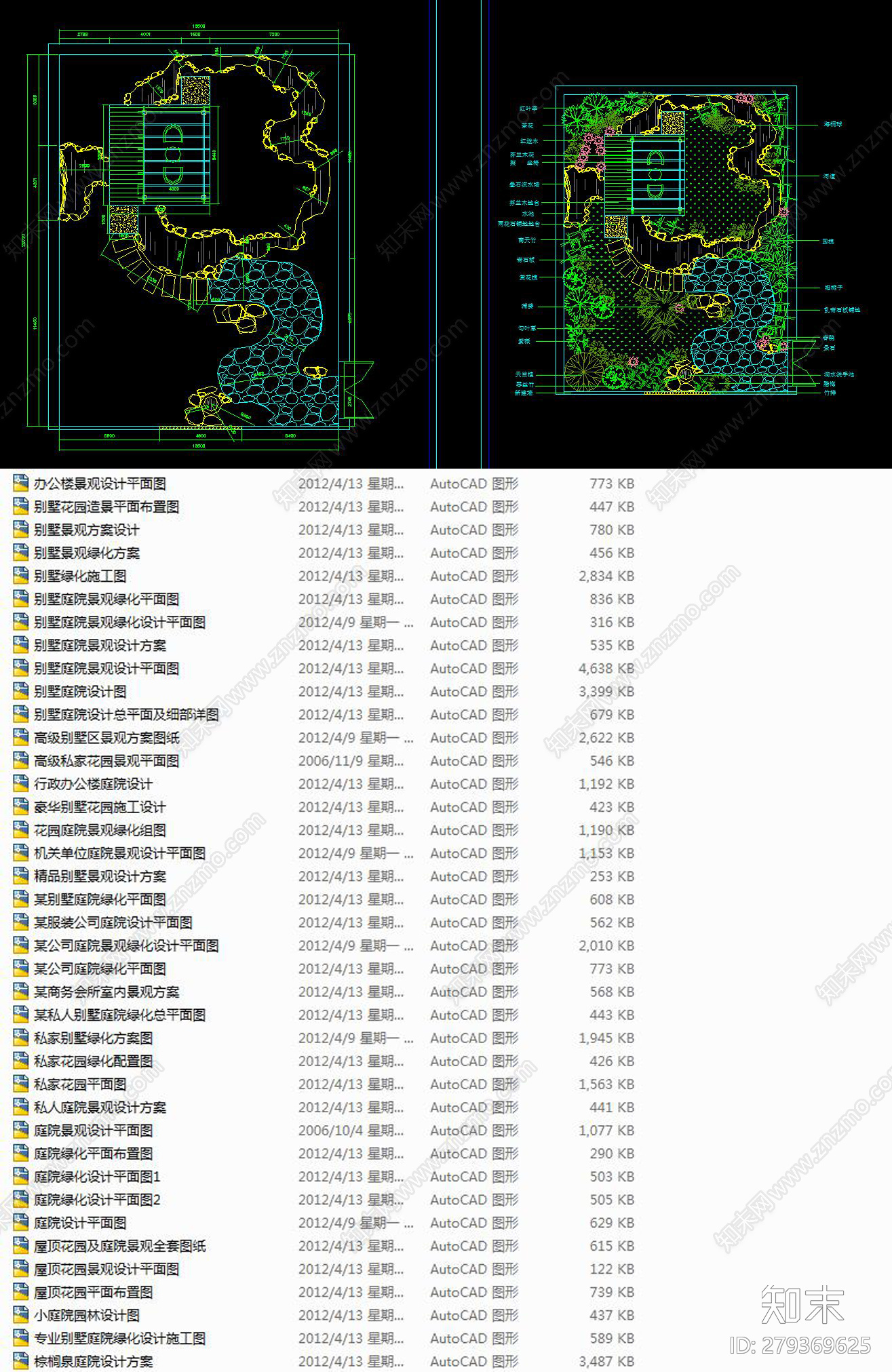 别墅居住区屋顶花园CAD总汇cad施工图下载【ID:279369625】