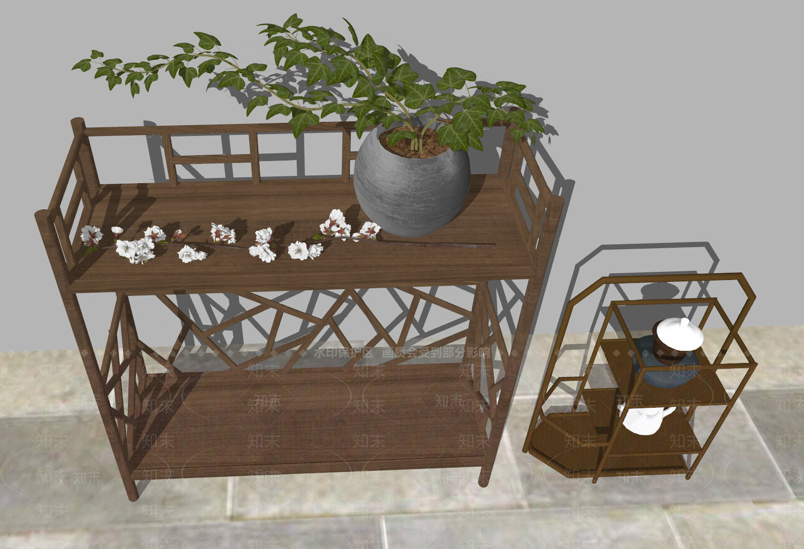 新中式展示架SU模型下载【ID:279417594】