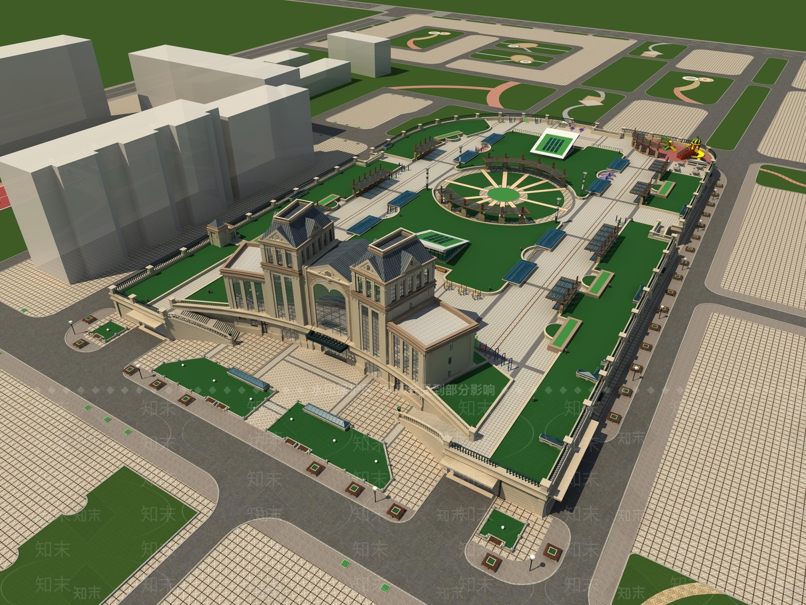 简欧景观大门3D模型下载【ID:879420605】