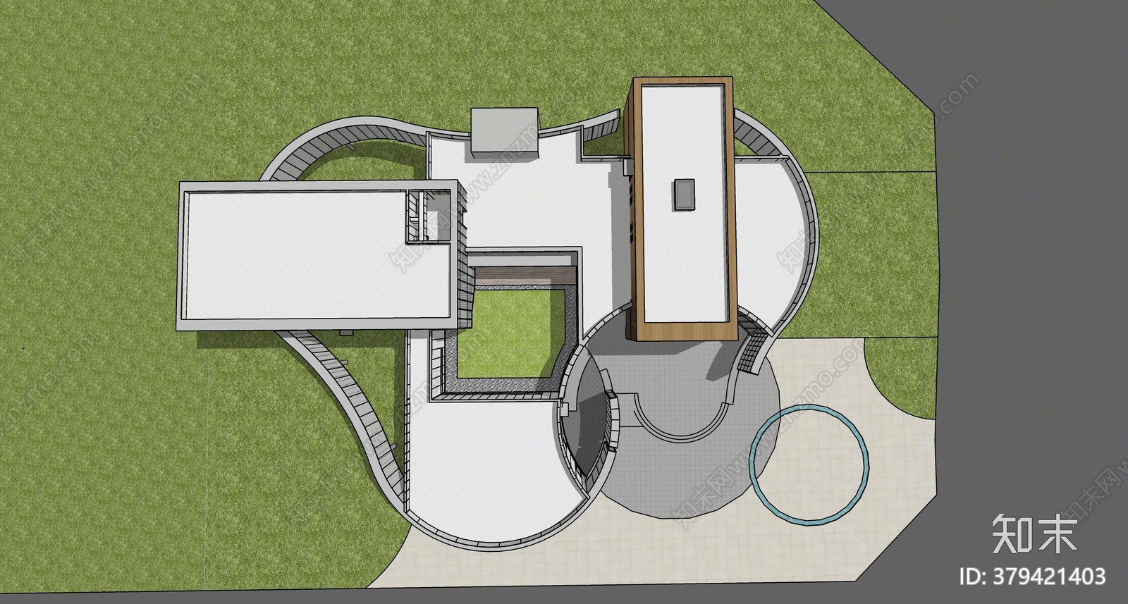 现代风格图书馆SU模型下载【ID:379421403】